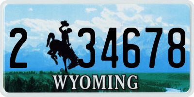 WY license plate 234678