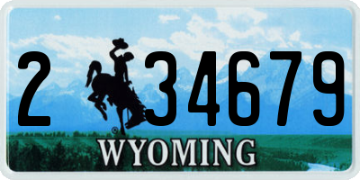 WY license plate 234679