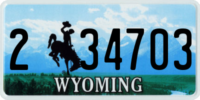 WY license plate 234703