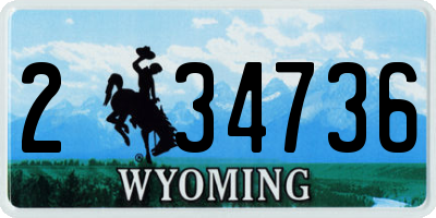 WY license plate 234736