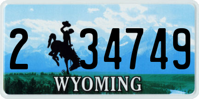 WY license plate 234749