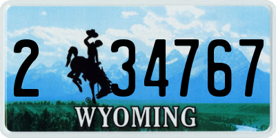 WY license plate 234767