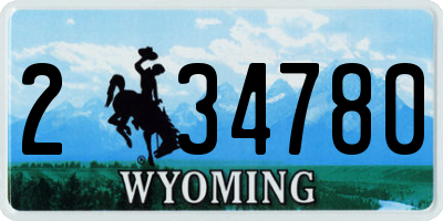 WY license plate 234780