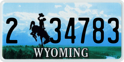 WY license plate 234783