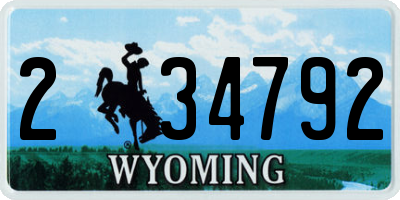 WY license plate 234792