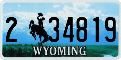 WY license plate 234819