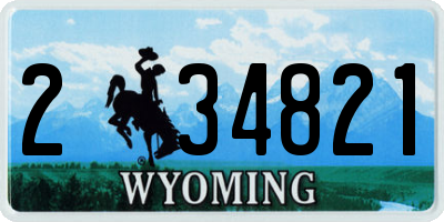 WY license plate 234821