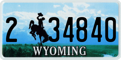 WY license plate 234840