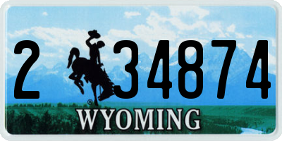 WY license plate 234874