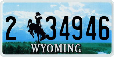 WY license plate 234946