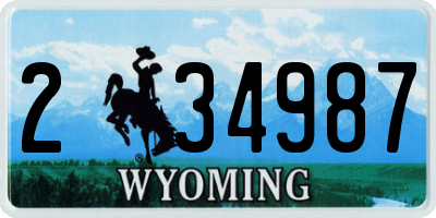 WY license plate 234987