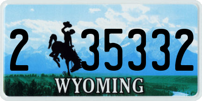 WY license plate 235332