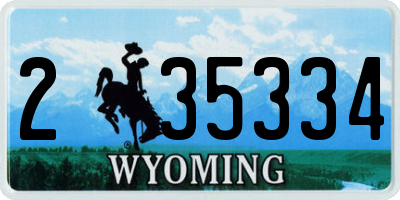 WY license plate 235334