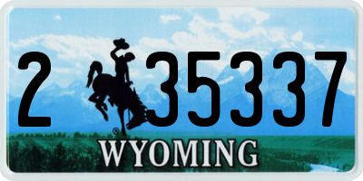 WY license plate 235337