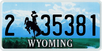 WY license plate 235381