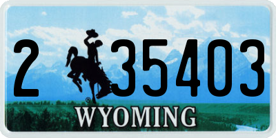 WY license plate 235403