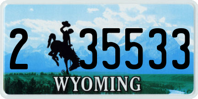 WY license plate 235533