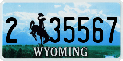 WY license plate 235567