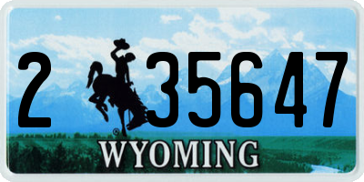 WY license plate 235647