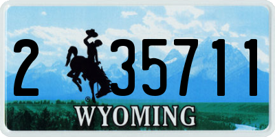 WY license plate 235711