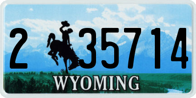 WY license plate 235714