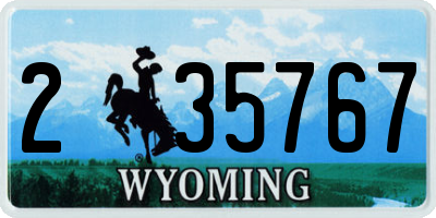 WY license plate 235767