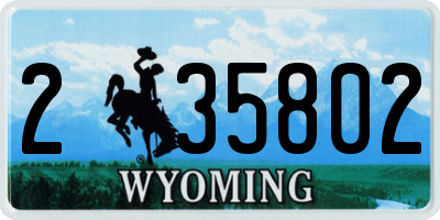 WY license plate 235802