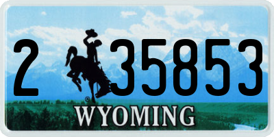 WY license plate 235853