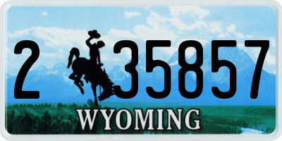 WY license plate 235857