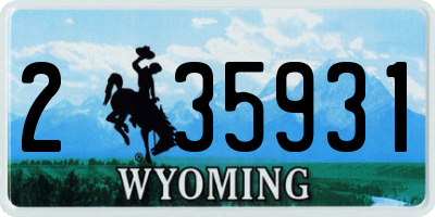 WY license plate 235931