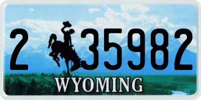 WY license plate 235982