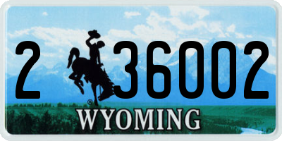 WY license plate 236002