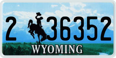 WY license plate 236352