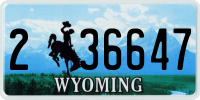 WY license plate 236647
