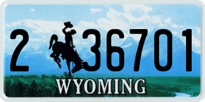 WY license plate 236701