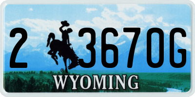 WY license plate 23670G