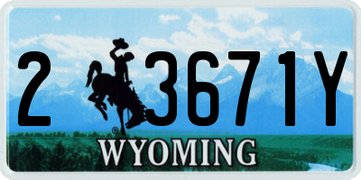 WY license plate 23671Y