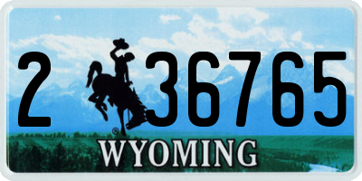 WY license plate 236765