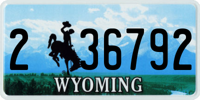 WY license plate 236792