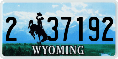 WY license plate 237192