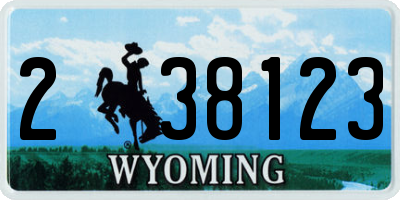 WY license plate 238123