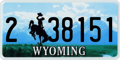WY license plate 238151