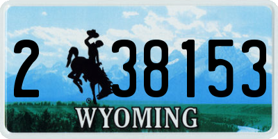 WY license plate 238153