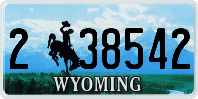 WY license plate 238542