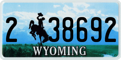 WY license plate 238692