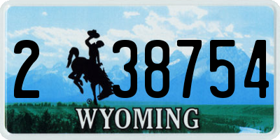 WY license plate 238754