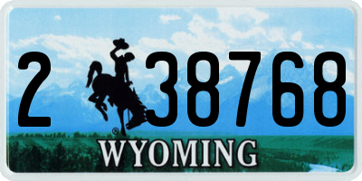 WY license plate 238768