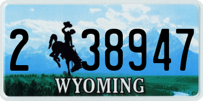 WY license plate 238947