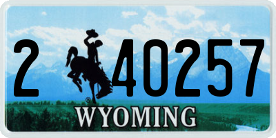 WY license plate 240257
