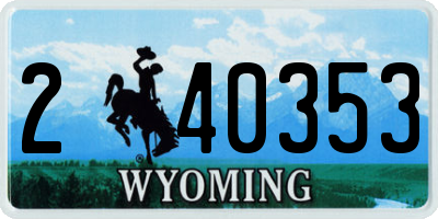 WY license plate 240353